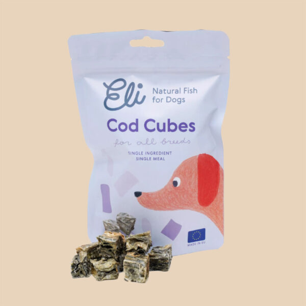 Cubos de piel de bacalao deshidratada 100% Natural Dog Treats - Eli